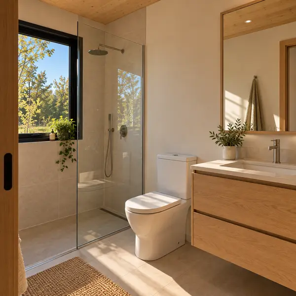 Ilustración: Tiny house para adultos mayores, baño