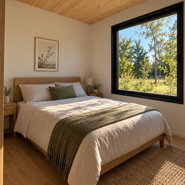 Ilustración: Tiny house para adultos mayores, dormitorio