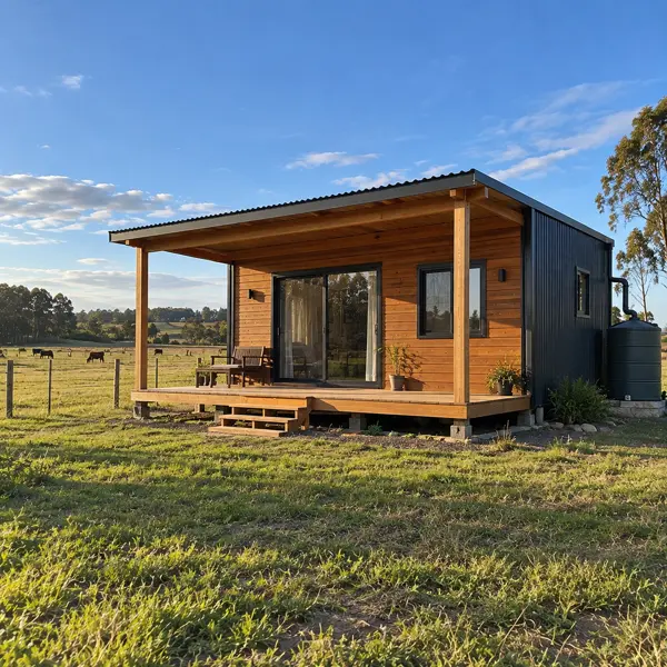 Ilustración: Tiny house de campo en Uruguay, fachada