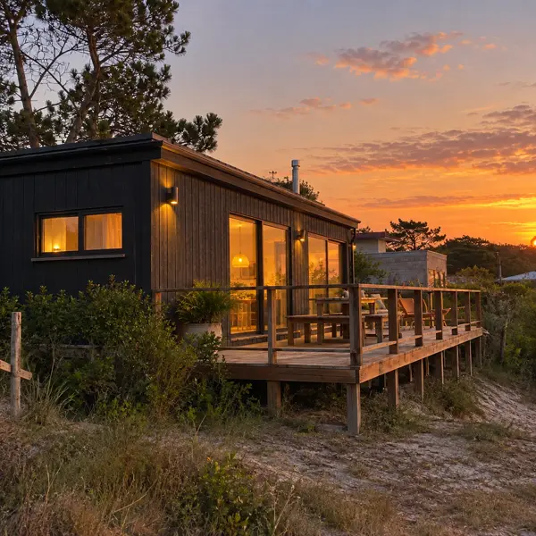 Ilustración: Tiny house en Punta del Este, al atardecer