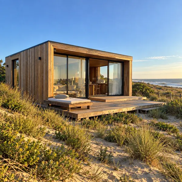 Ilustración: Tiny house en José Ignacio, vista en diagonal