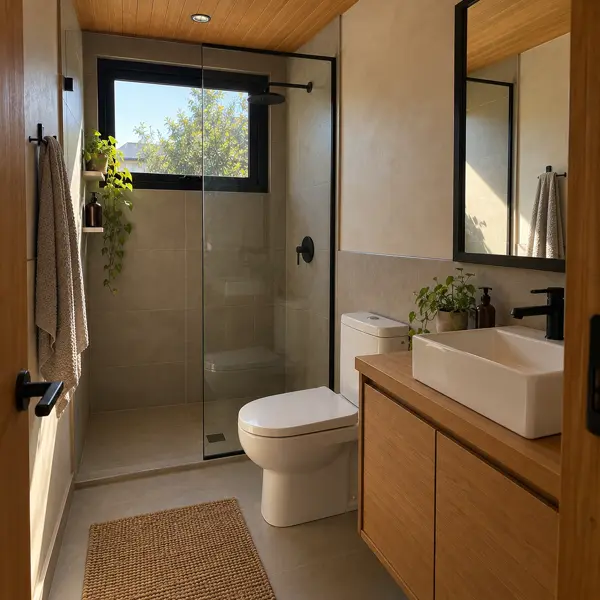 Ilustración: Tiny house de dos pisos, baño