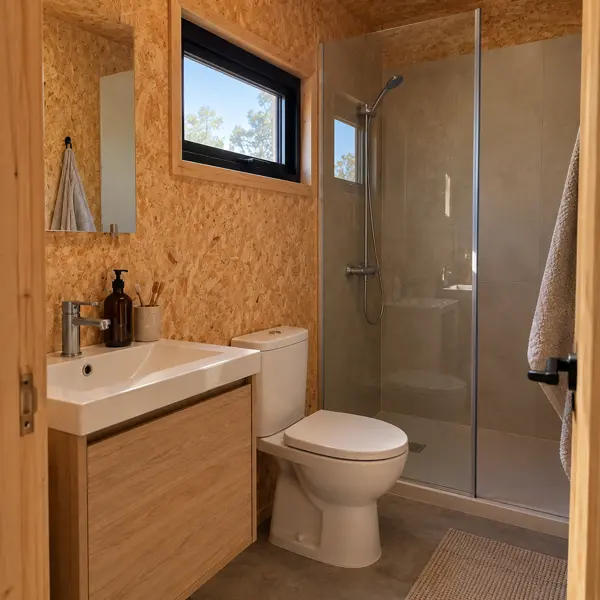 Ilustración: Tiny house en kit en Uruguay, baño