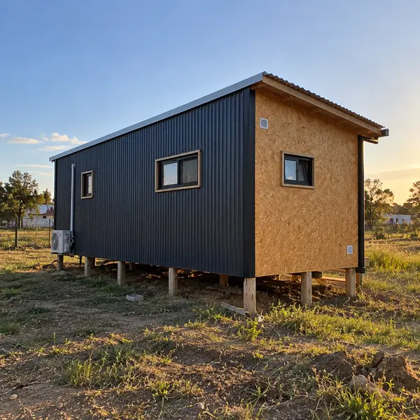 Ilustración: Tiny house en kit en Uruguay, vista lateral