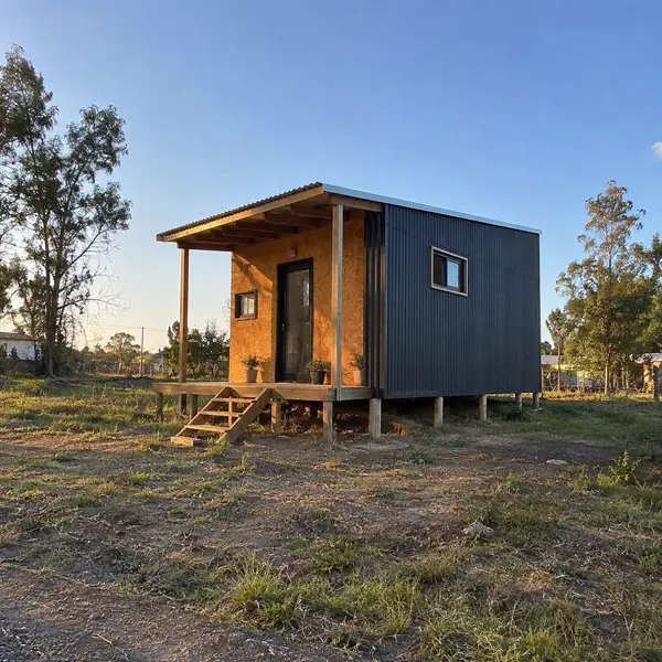Ilustración: Tiny house en kit en Uruguay, vista en diagonal