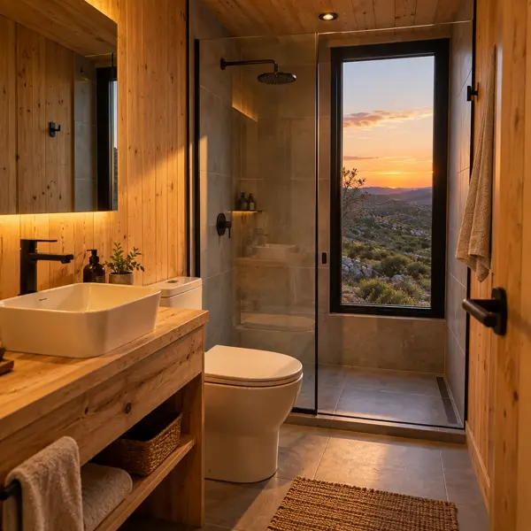 Ilustración: Glamping con tiny houses, baño