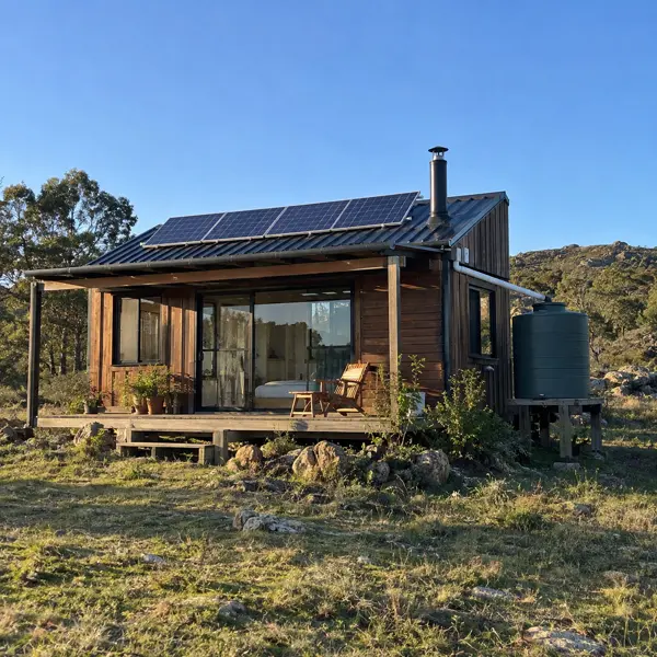 Ilustración: Tiny house off-grid en Uruguay, fachada
