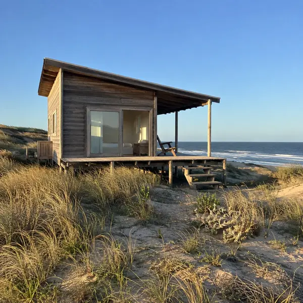Ilustración: Tiny house de playa en Uruguay, fachada