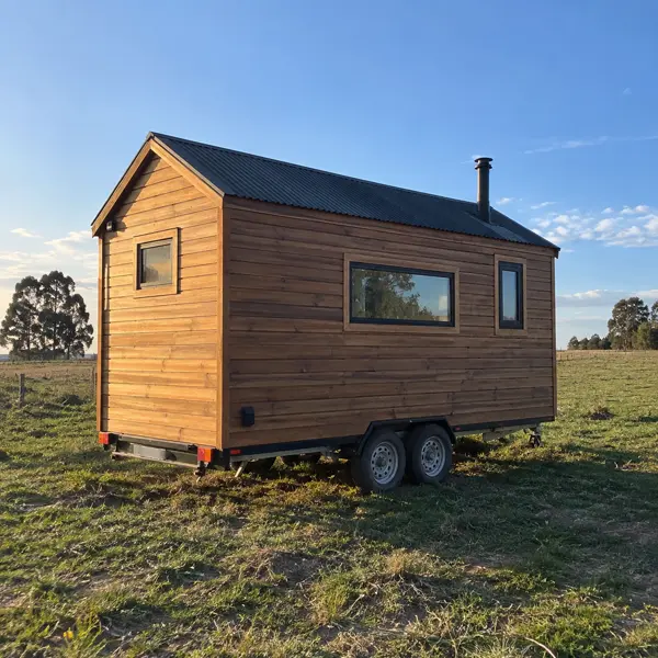 Ilustración: Tiny house sobre ruedas en Uruguay, vista lateral