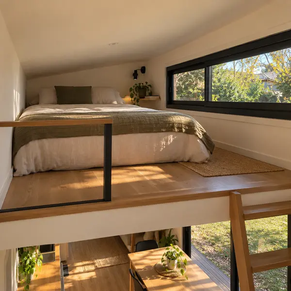 Ilustración: Tiny house de 15 m², dormitorio