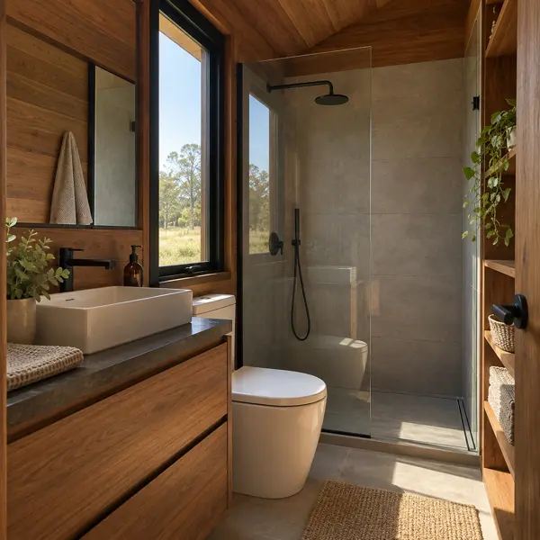 Ilustración: Tiny house en la Costa de Oro, baño