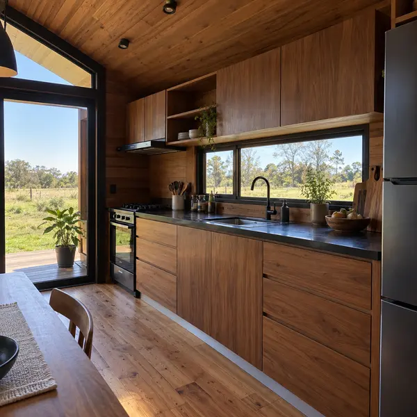 Ilustración: Tiny house en la Costa de Oro, cocina