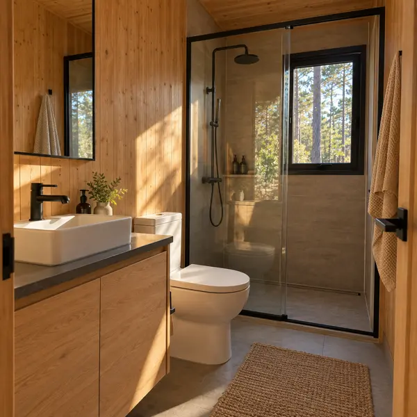Ilustración: Tiny house para vivir en Uruguay, baño