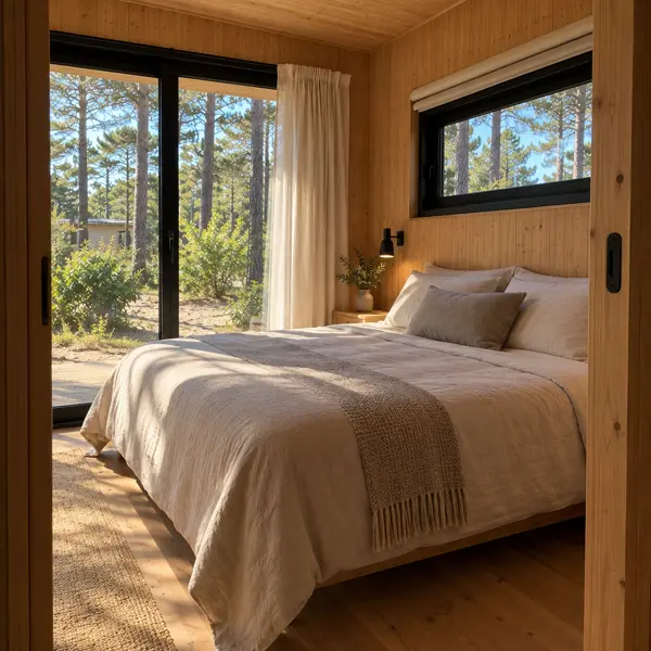 Ilustración: Tiny house para vivir en Uruguay, dormitorio