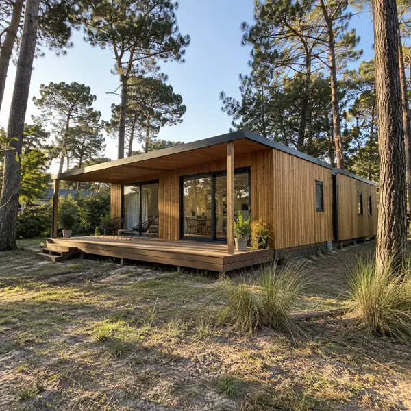 Ilustración: Tiny house para vivir en Uruguay, vista en diagonal