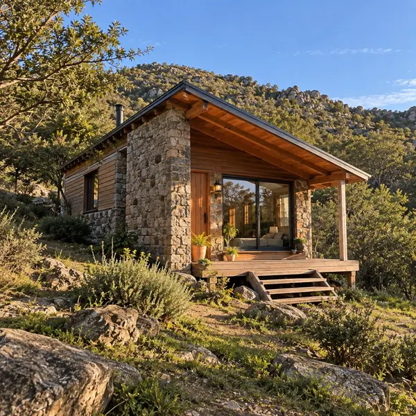 Ilustración: Tiny house en Lavalleja, vista en diagonal